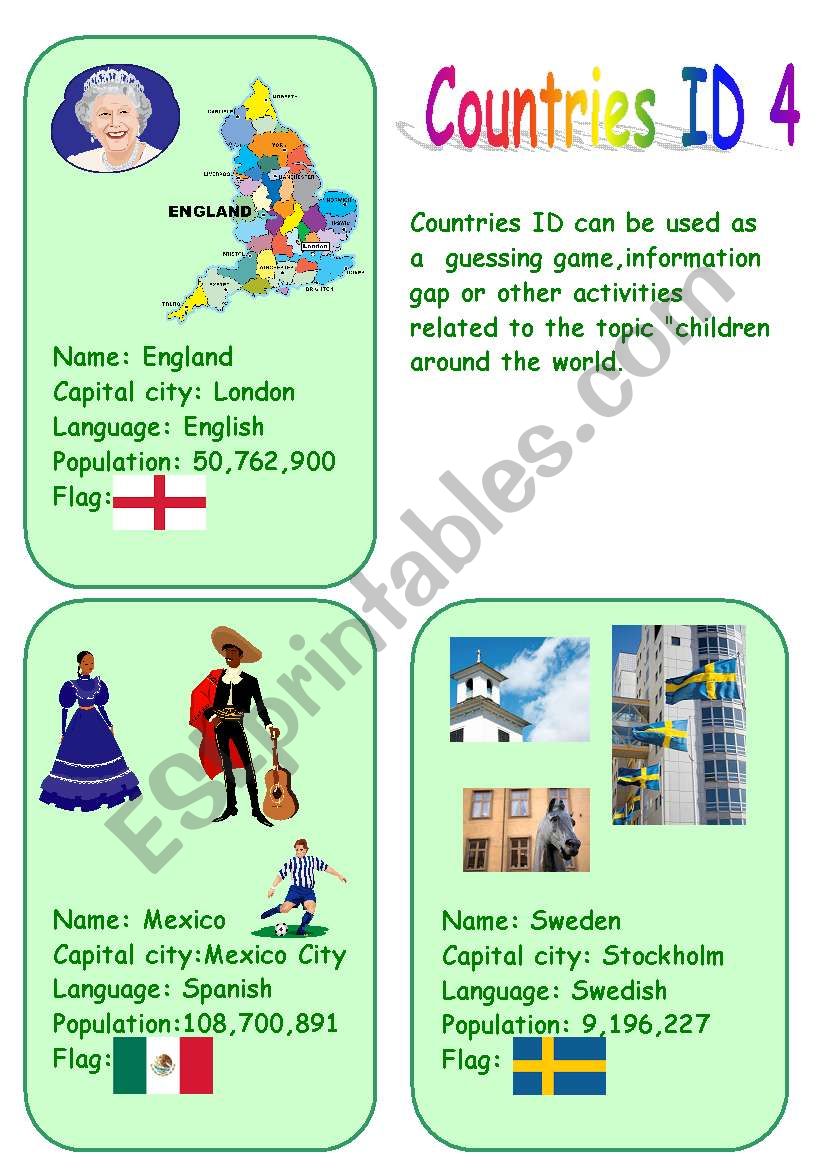 Countries ID - 4 worksheet