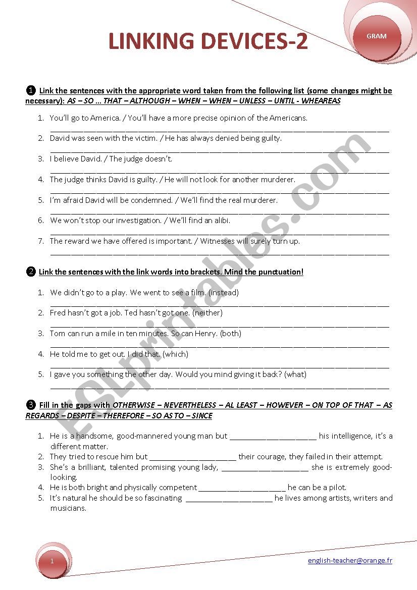 LINKING DEVICES 2 worksheet