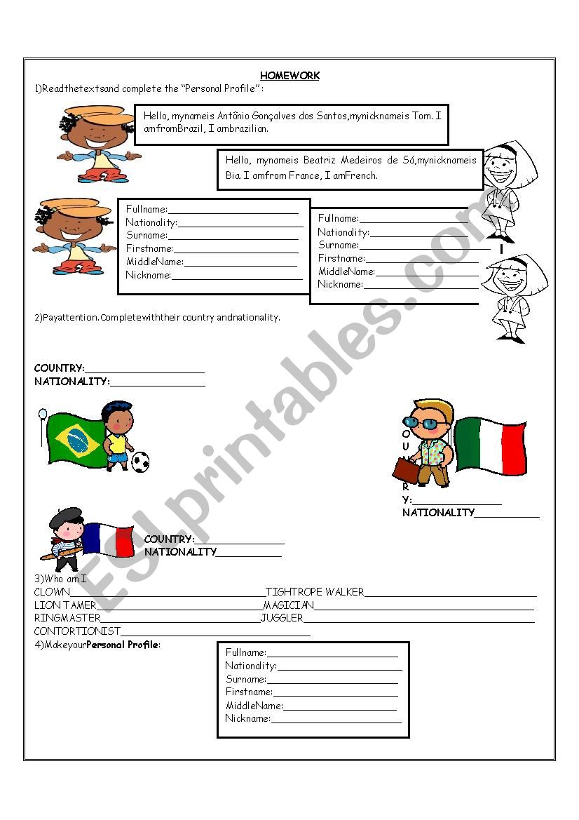 COUNTRY AND PROFILE worksheet
