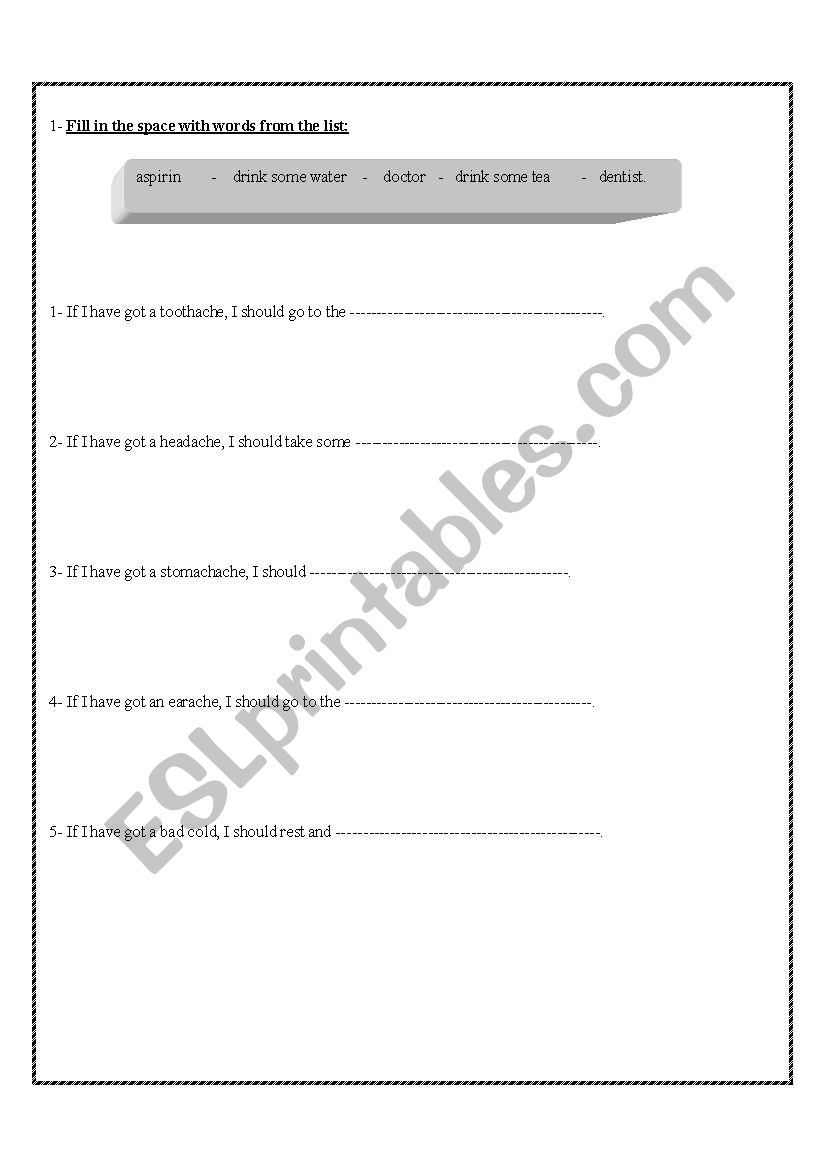 diseases worksheet