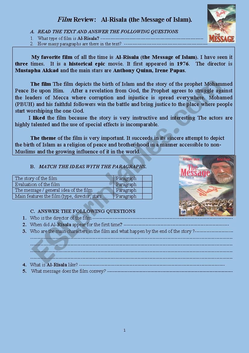 Sample Film Review (2): Al-Risala (the Message of Islam)
