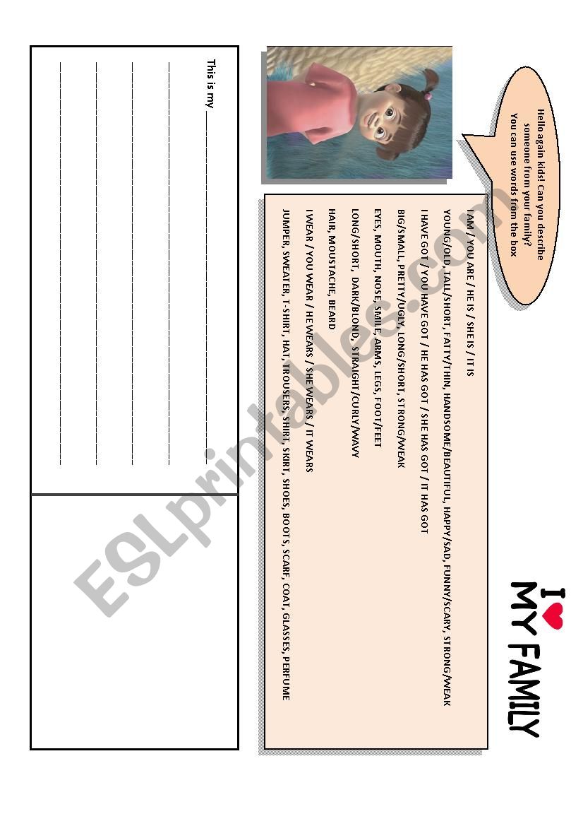 PEOPLE & ANIMAL DESCRIPTION worksheet