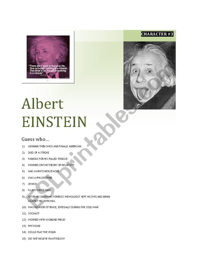 Guessing game CARD 1/5 Einstein