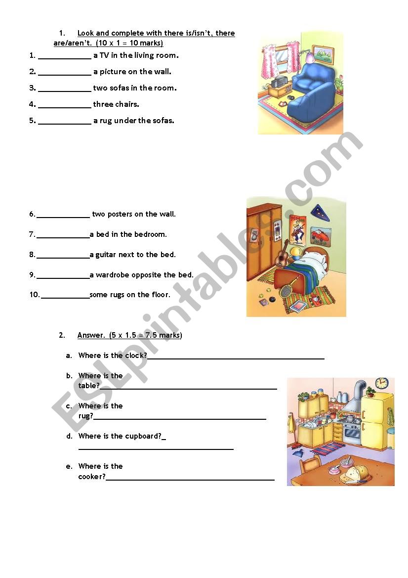 Rooms in the house worksheet