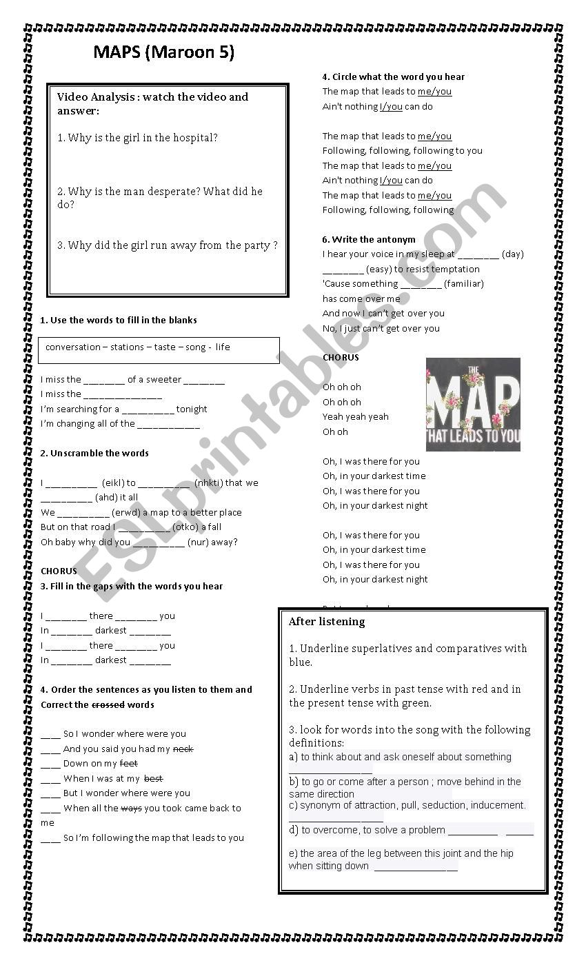 maps  worksheet