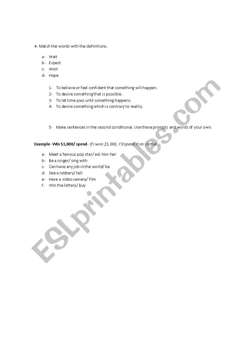 Money worksheet