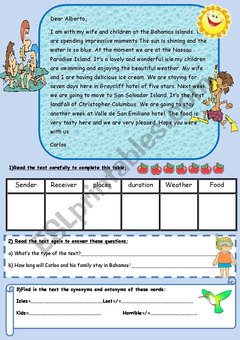 summer holiday worksheet