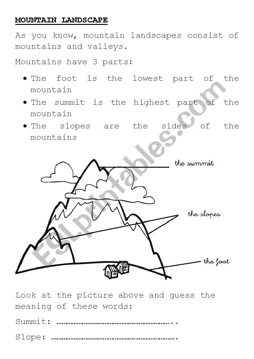 MOUNTAIN LANDSCAPE worksheet