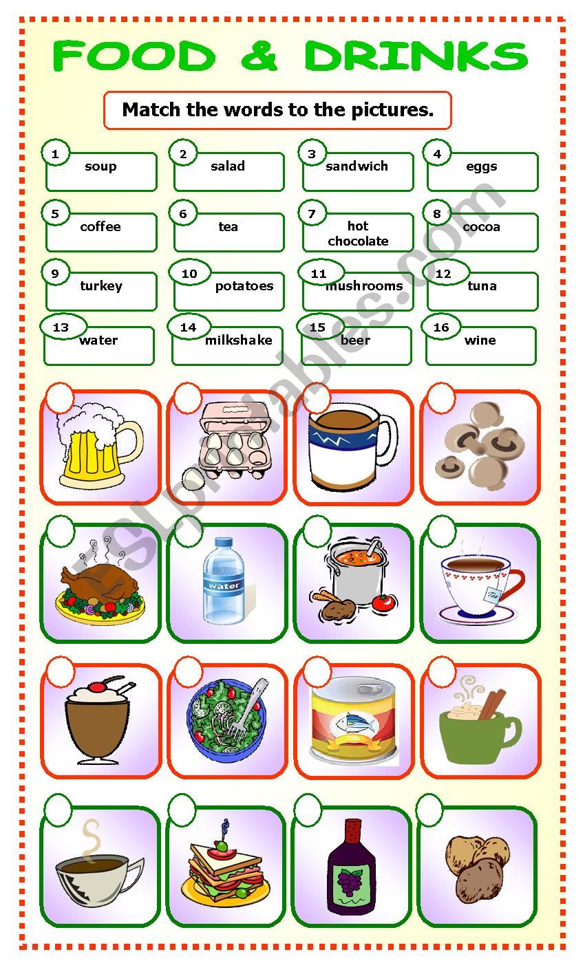 Food and Drinks:matching_2 worksheet