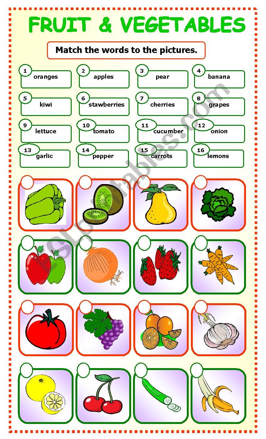 Fruit and Vegetables:matching_4