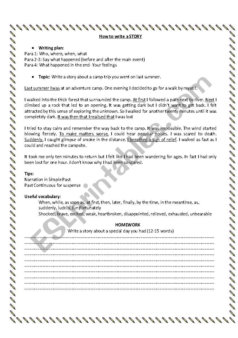 How to write a story worksheet