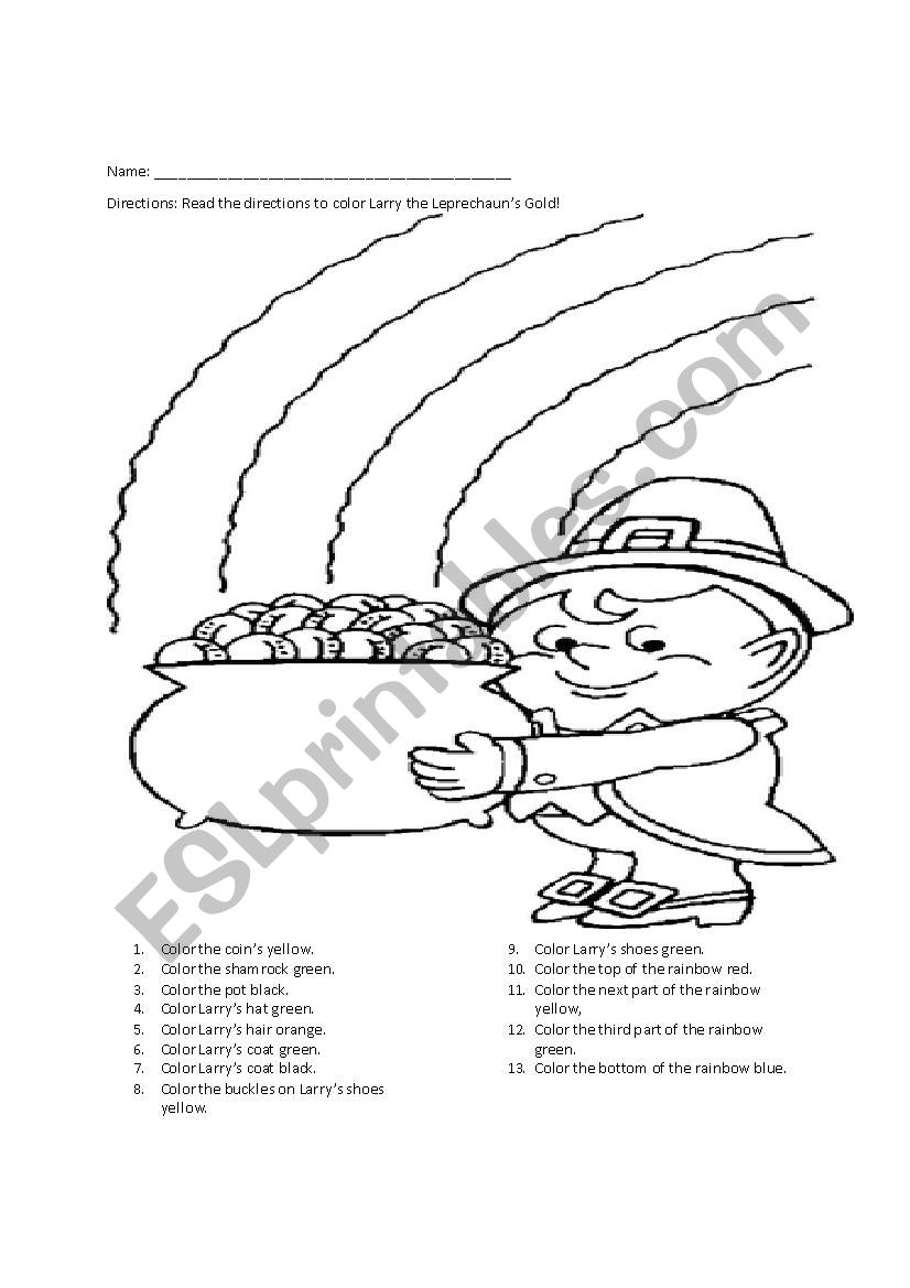 Larry the Leprechaun worksheet