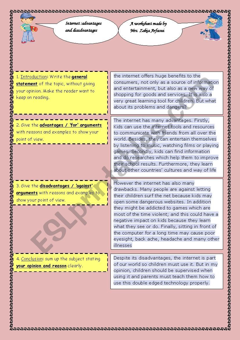 writing:advantages and disadvantages of the internet