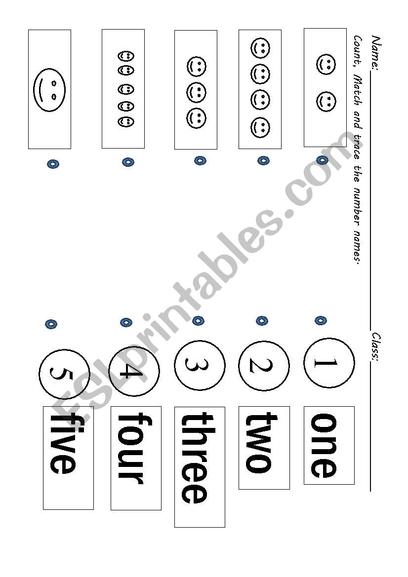 Count, Match and trace the number names.