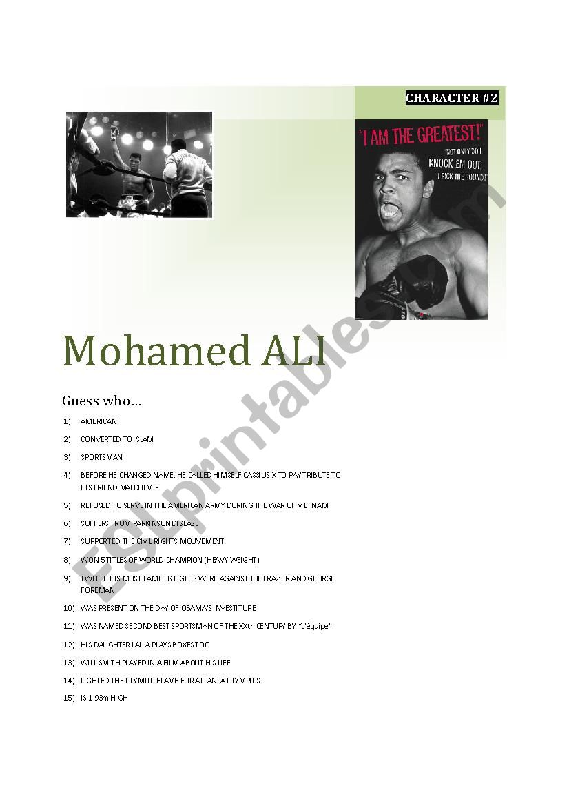 Guessing game CARD 4/5 Mohamed Ali