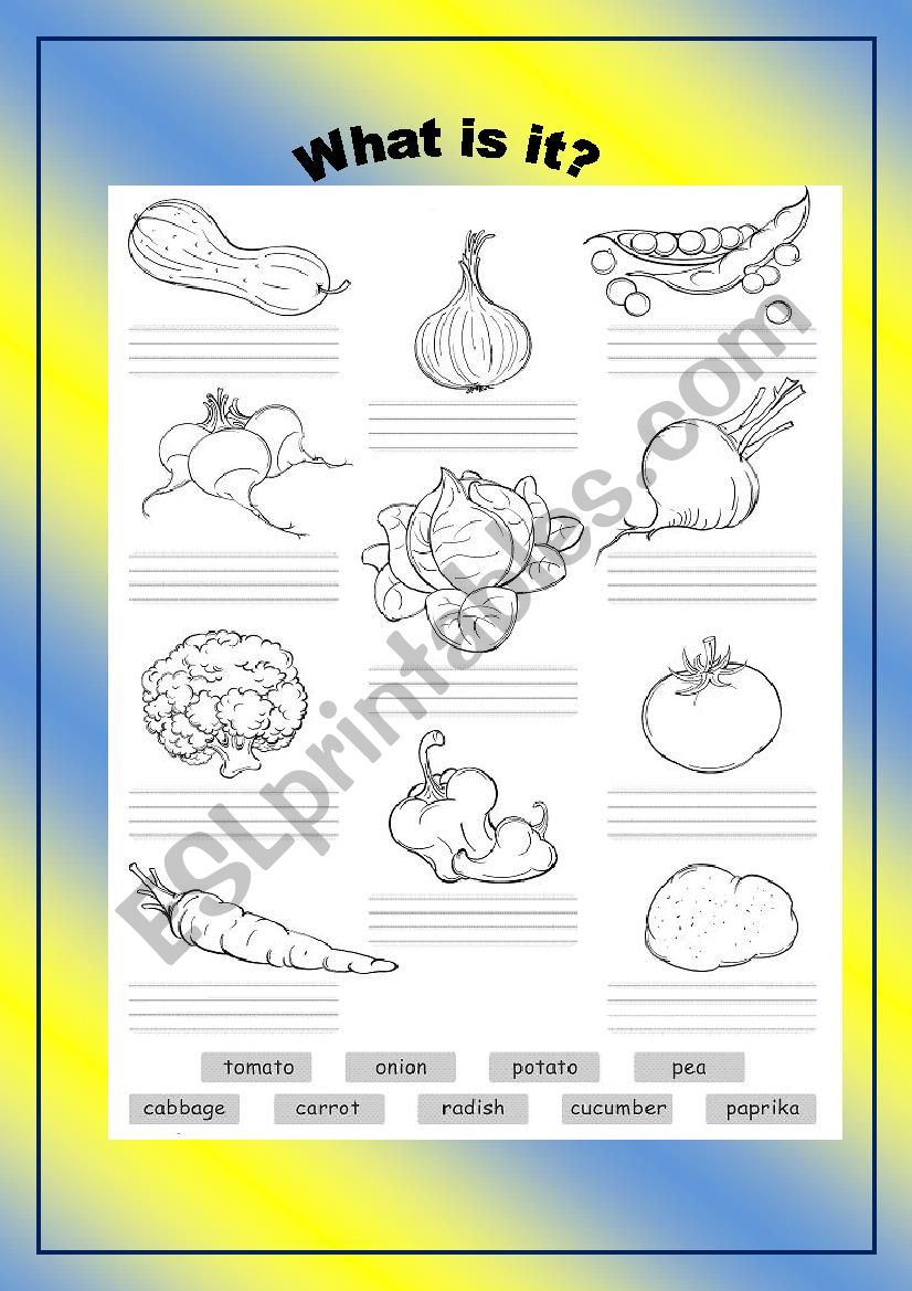 Vegetables worksheet