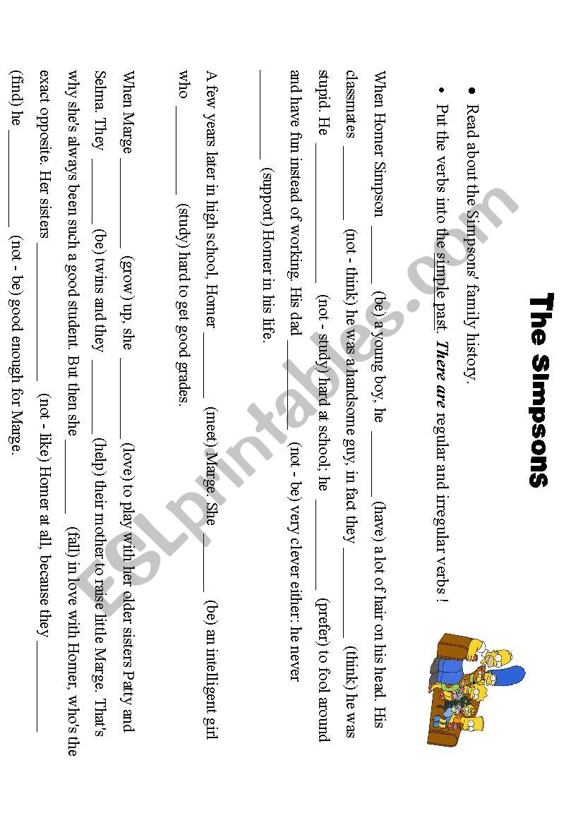 The Simpsons worksheet