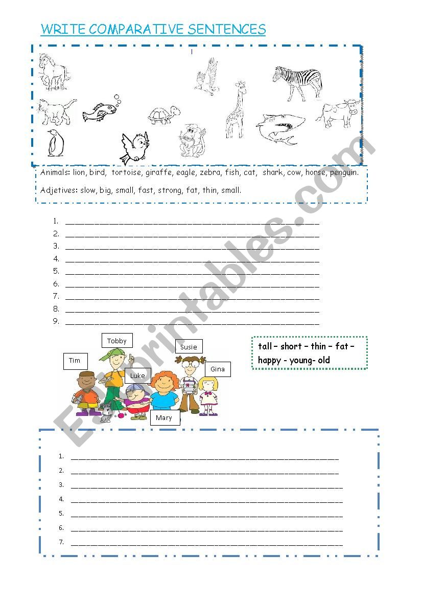 comparatives worksheet