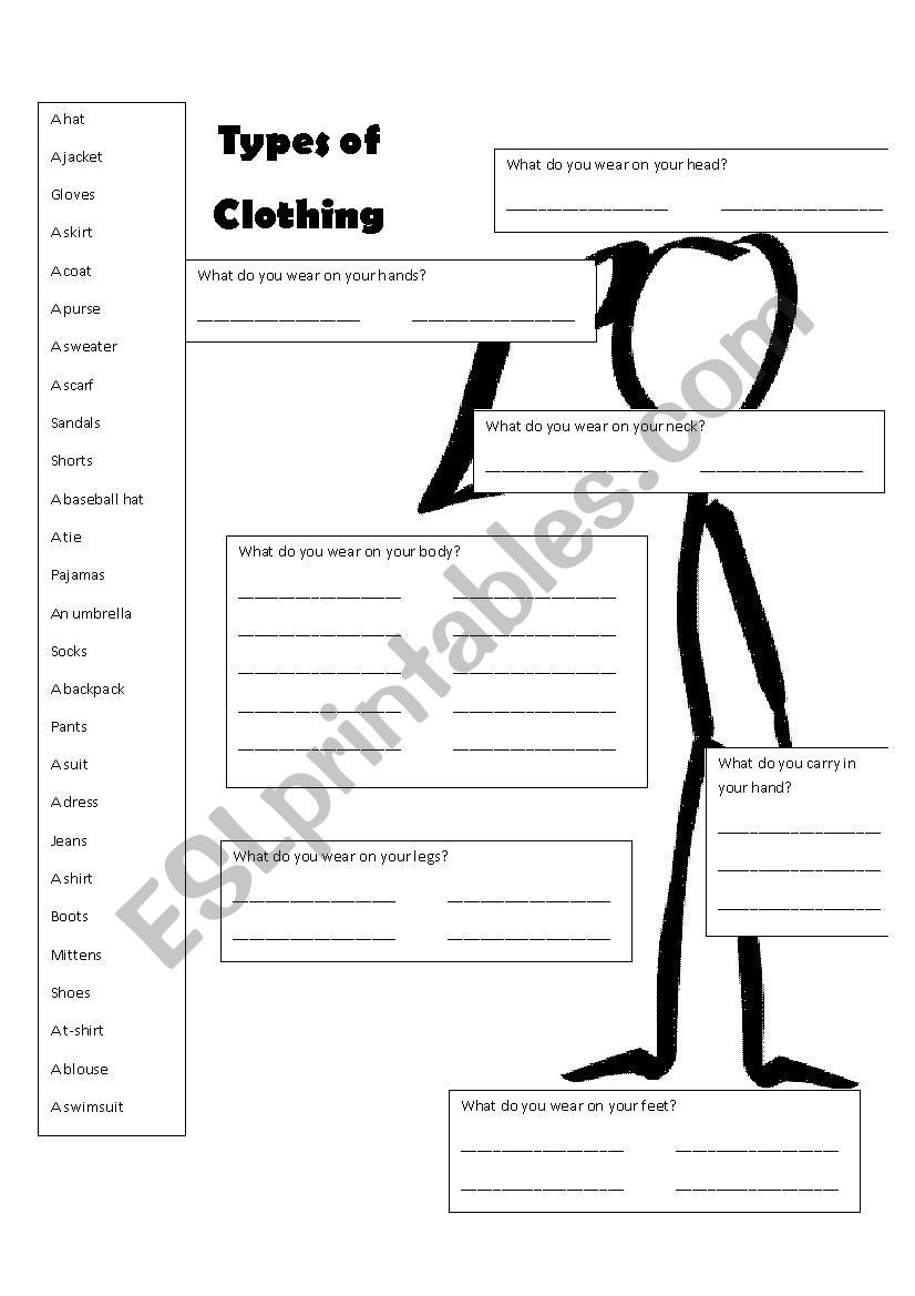 Clothing Vocabulary Sorter worksheet