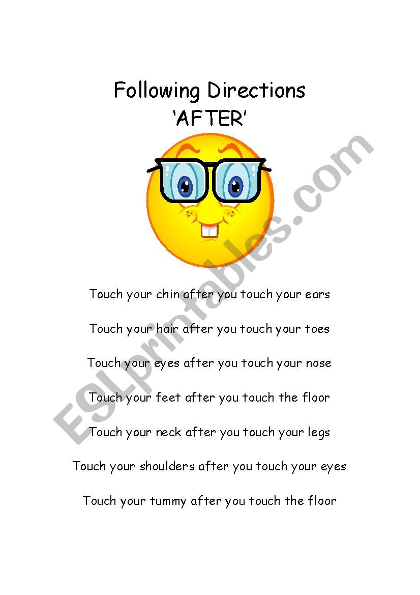 After following directions worksheet