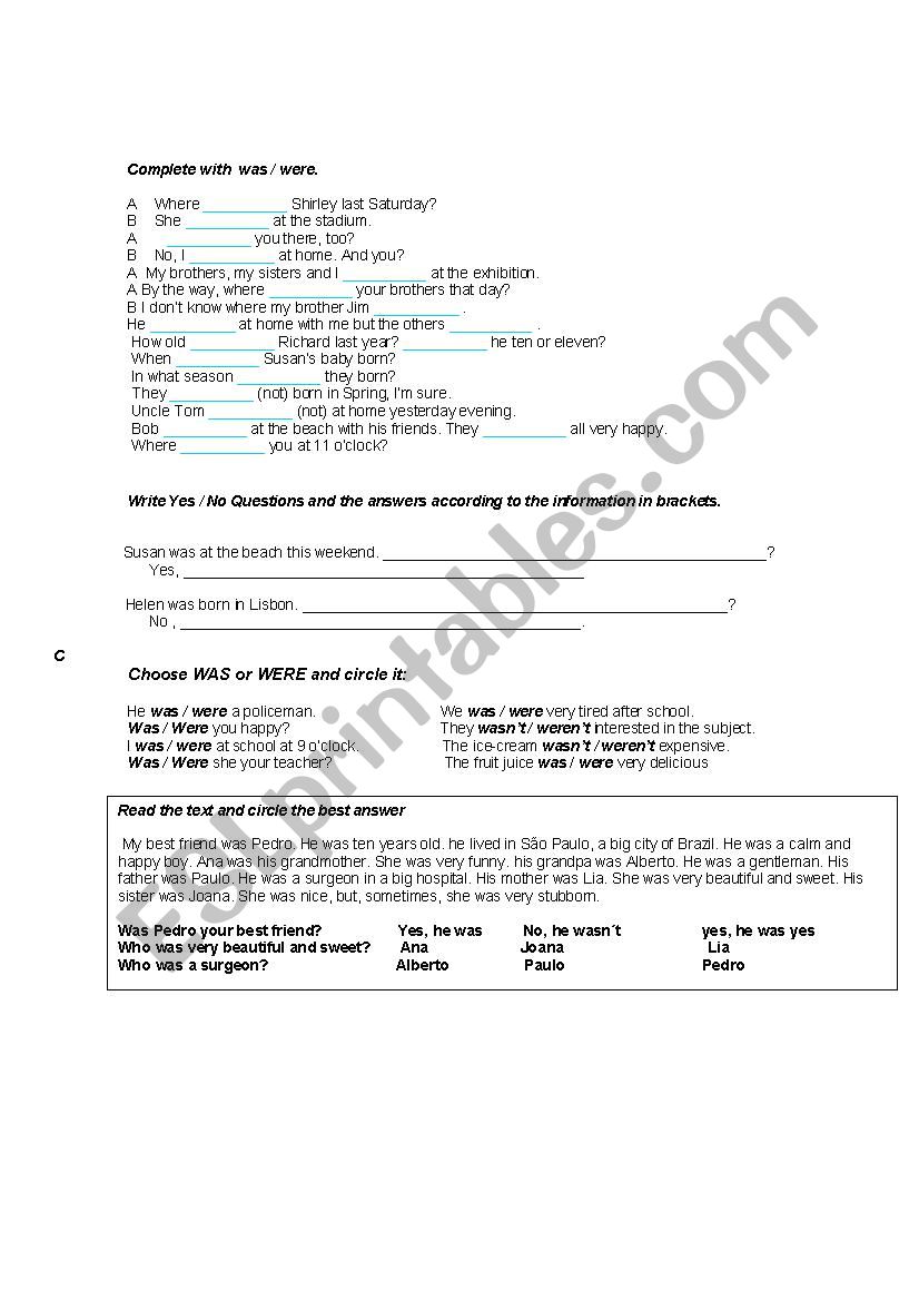 to be in past and present worksheet