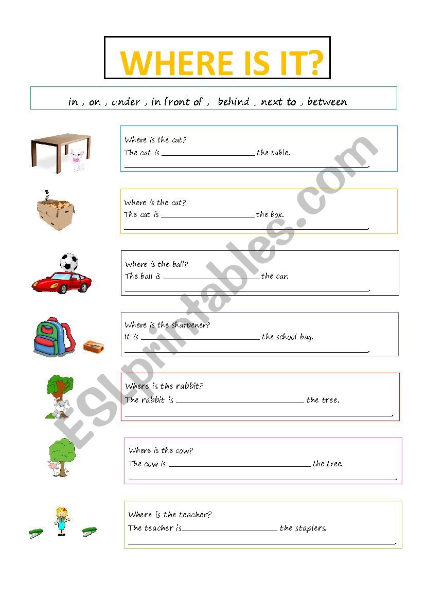 Basic prepositions worksheet