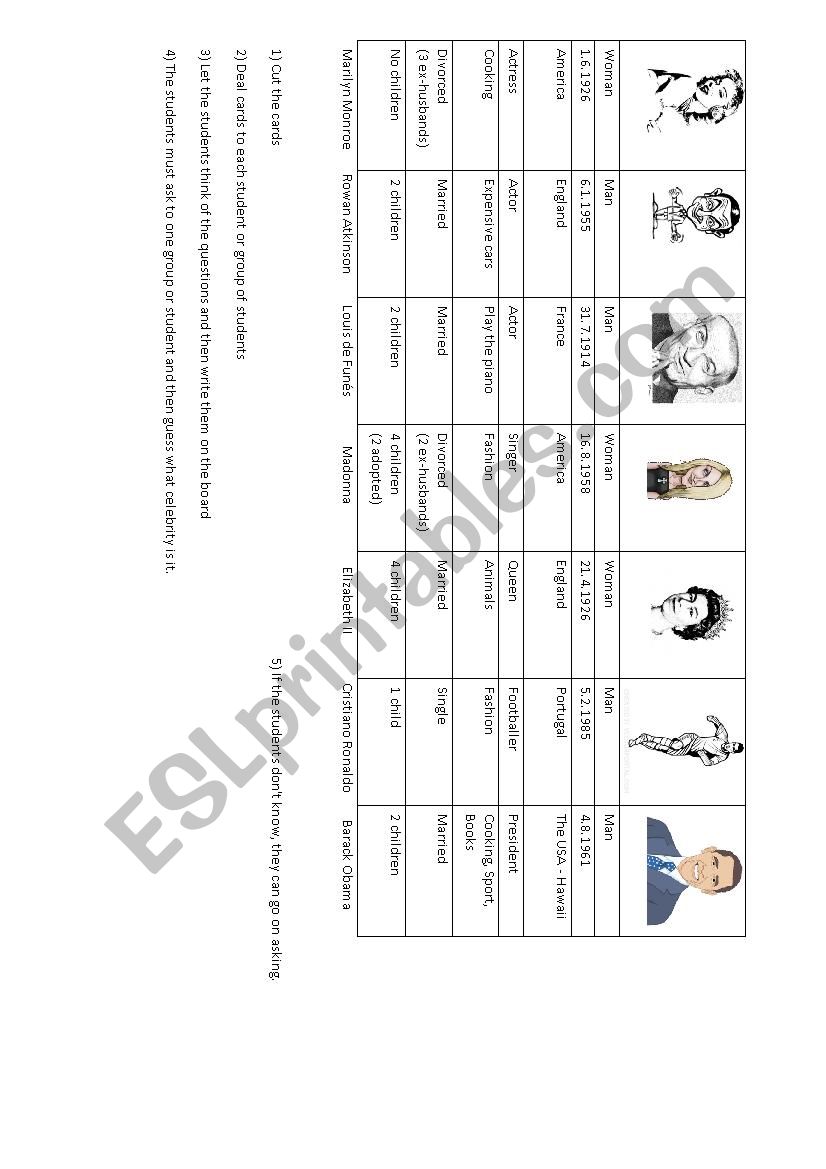 Who am I? - Celebrities worksheet