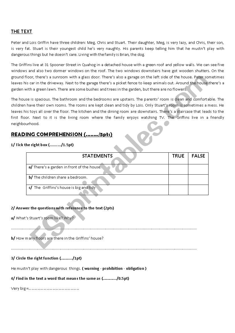 full term test 2 7th form worksheet