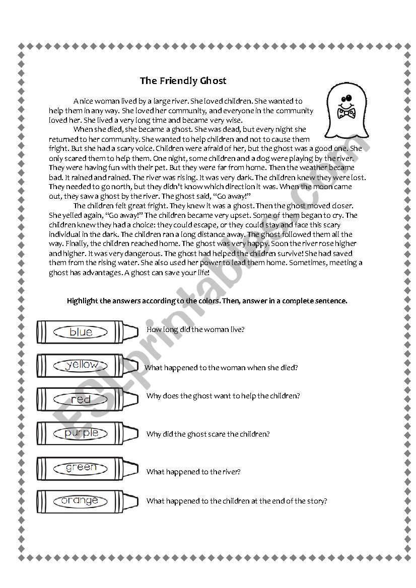The Friendly Ghost Reading worksheet