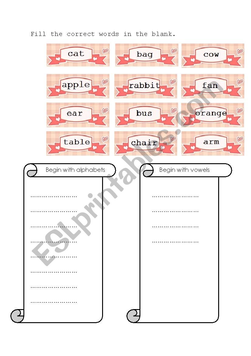 Alphabet and vowel worksheet