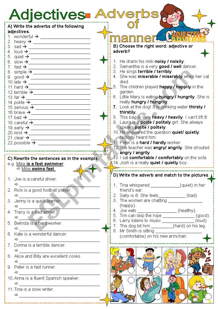 Adjectives - Adverbs worksheet