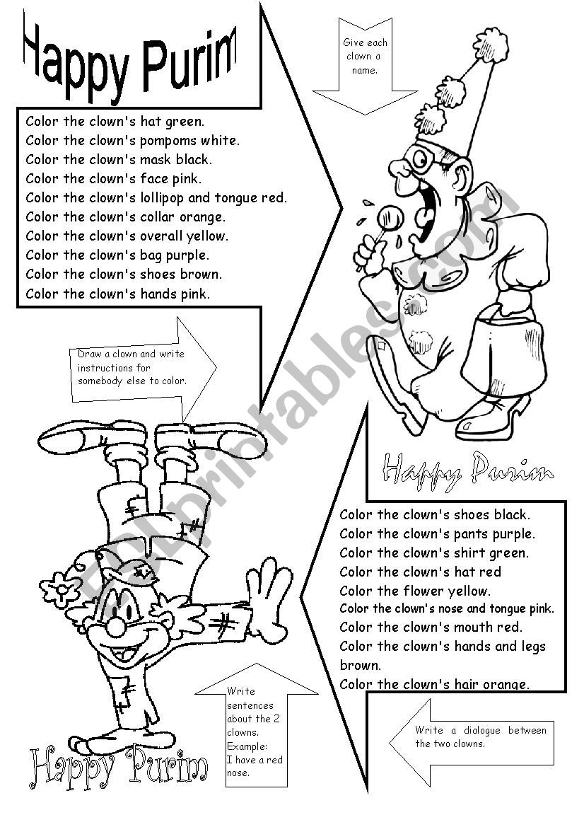 Purim Coloring worksheet