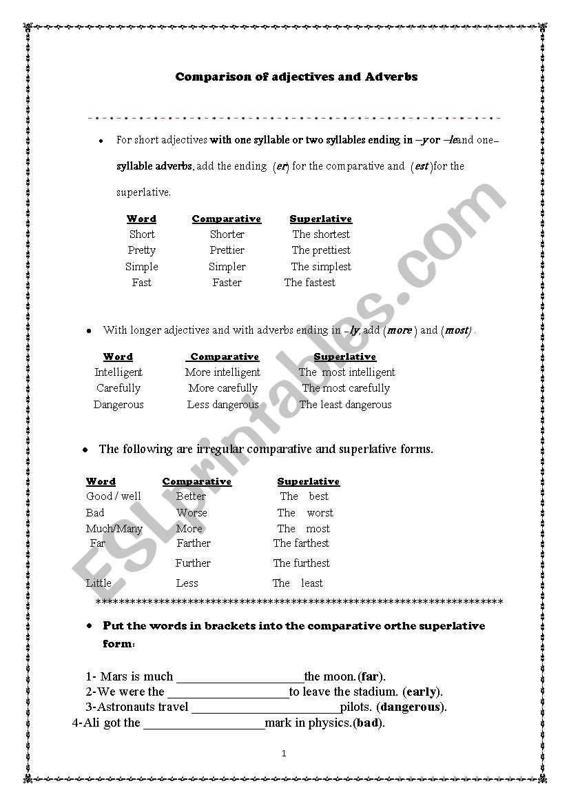 Comparison of adjectives and adverbs