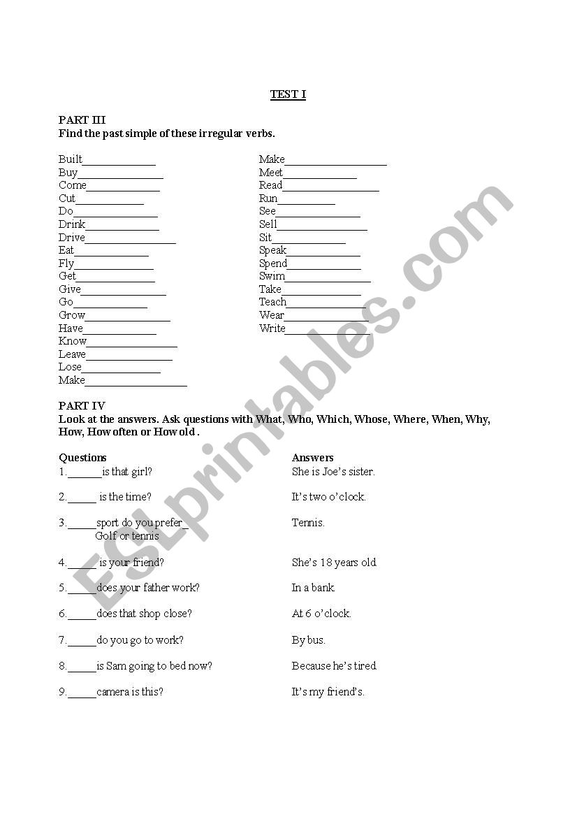 REVIEW OF VERB TENSES worksheet