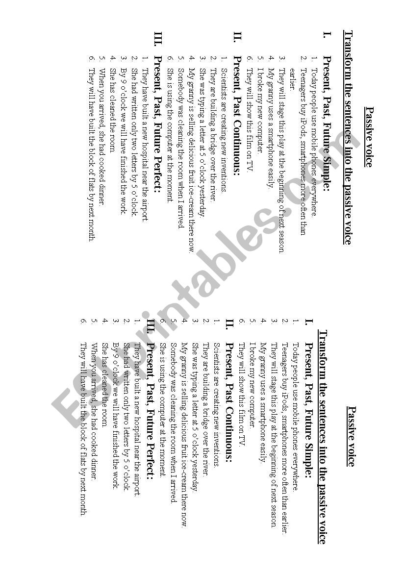 Passive Voice worksheet