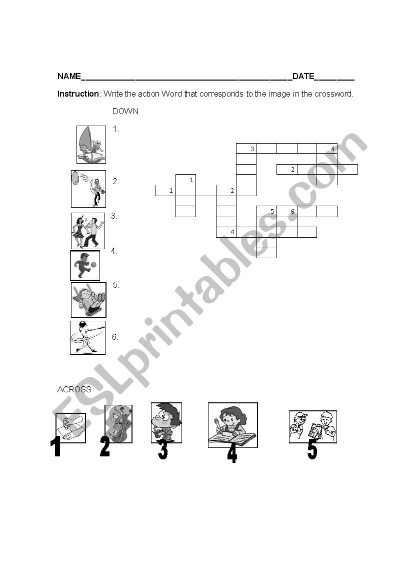 crossword Verbs worksheet