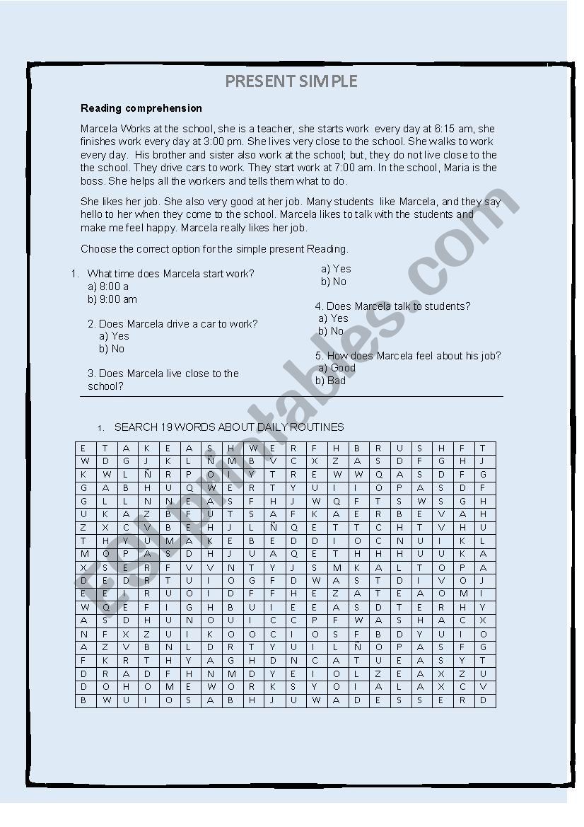 present simple worksheet