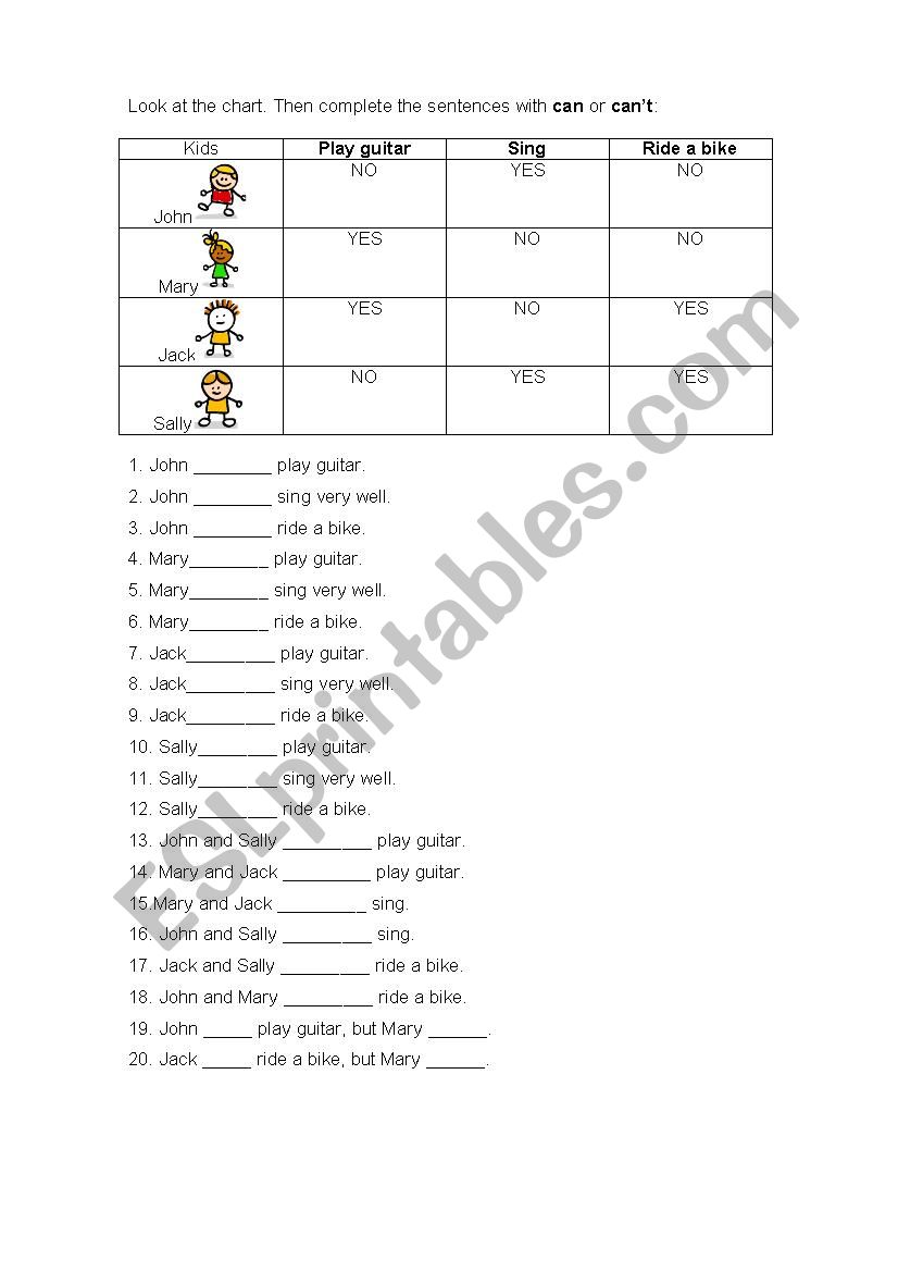 Verb CAN worksheet