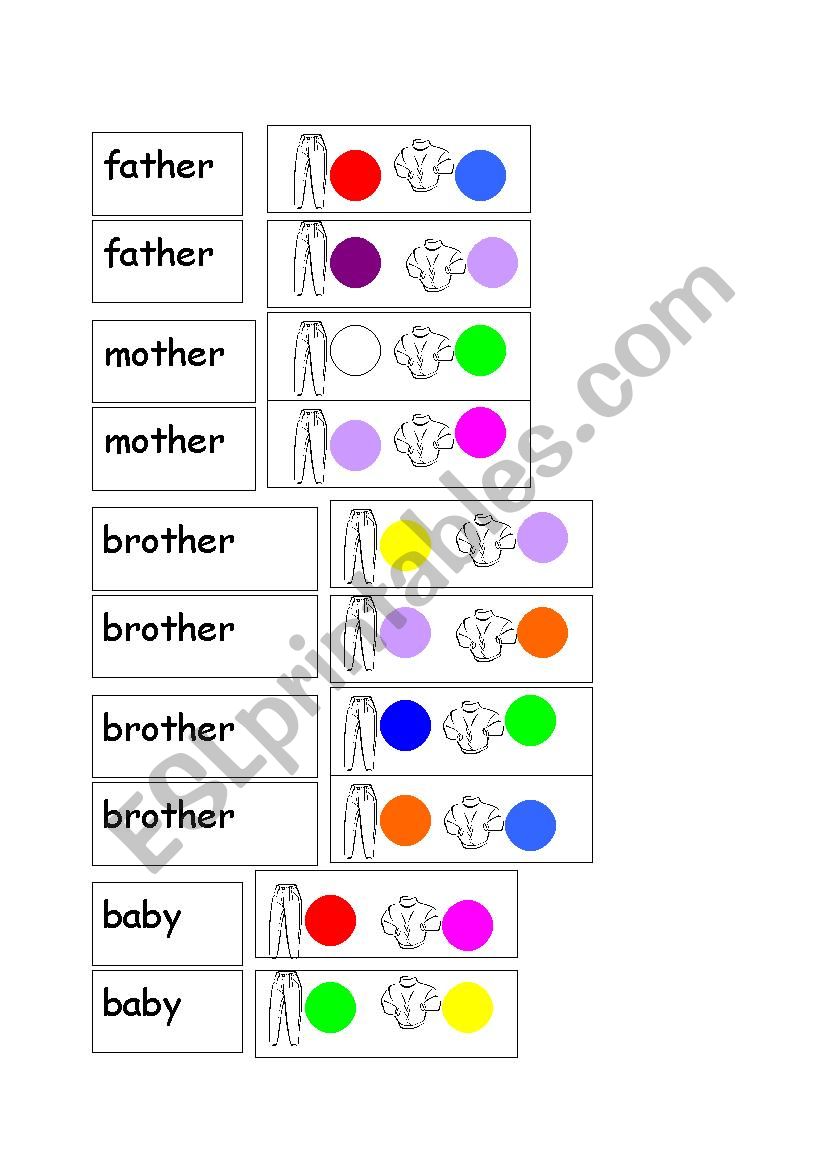 Family clothes worksheet
