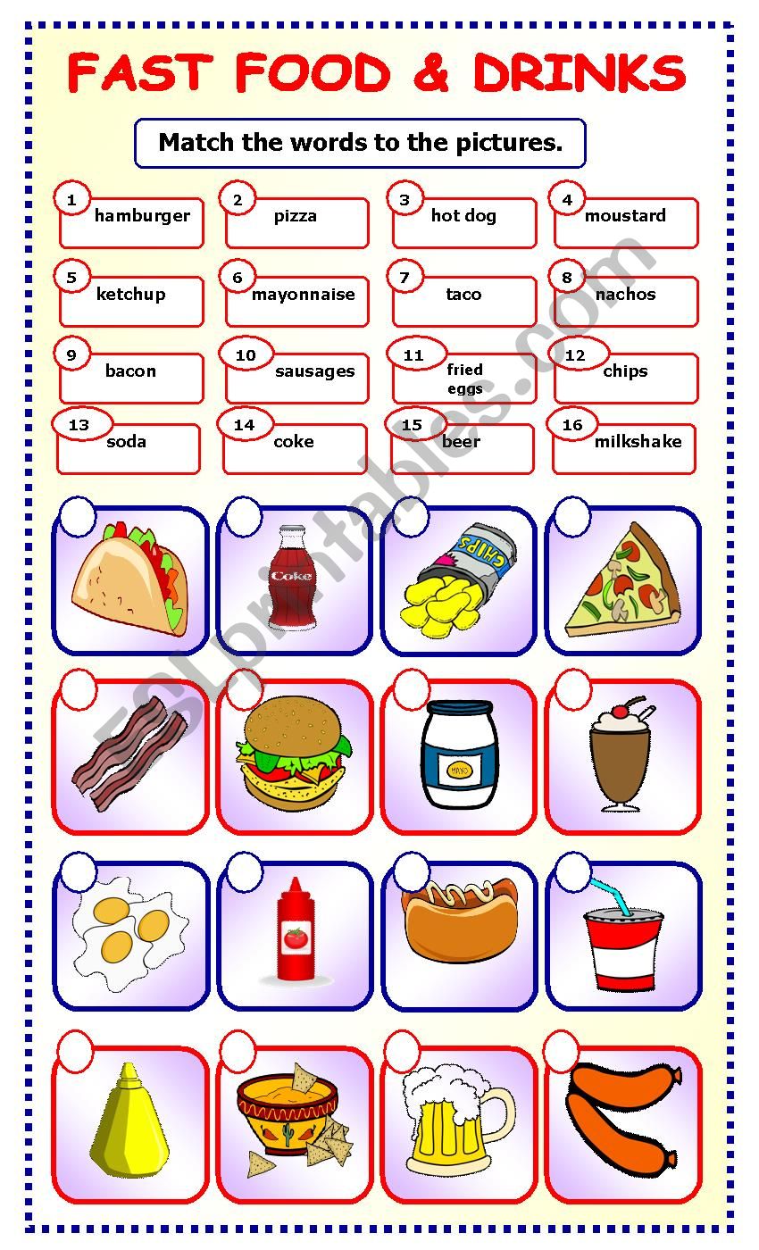 Drinks worksheets