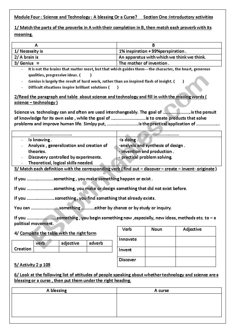 Module four , section one  worksheet