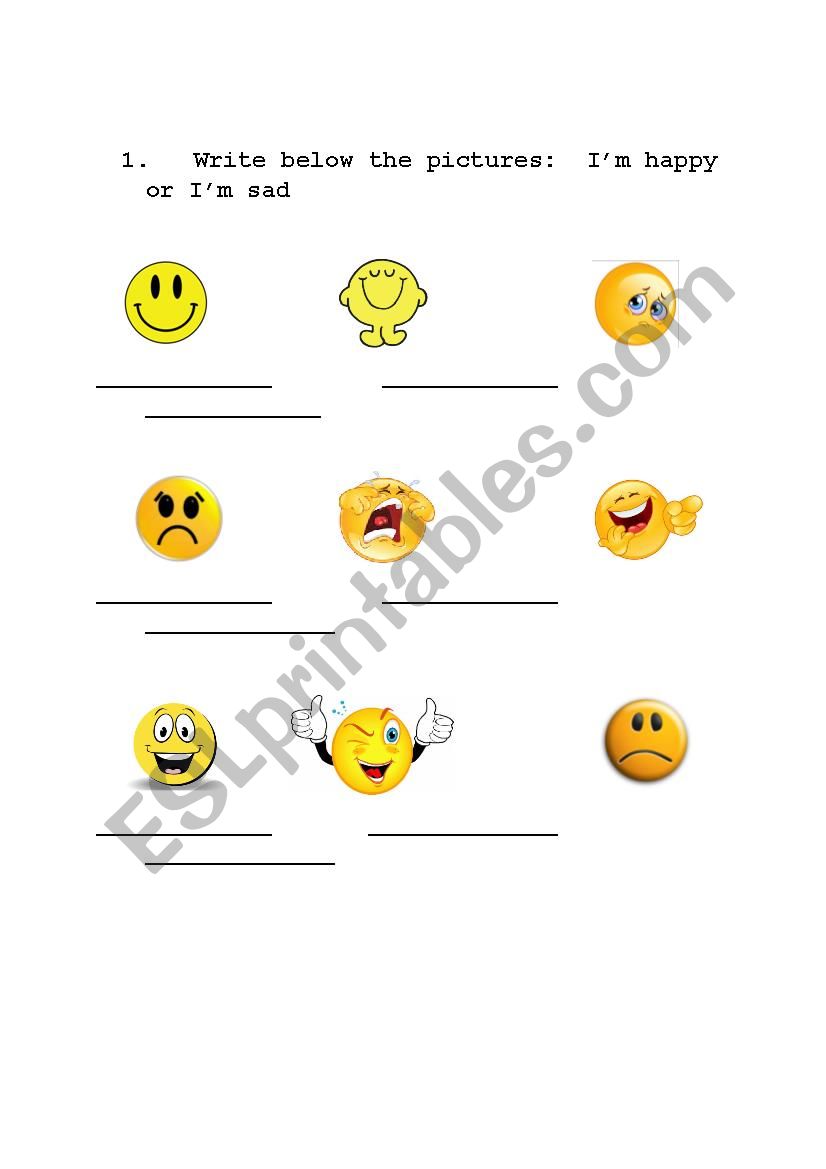 happy or sad worksheet