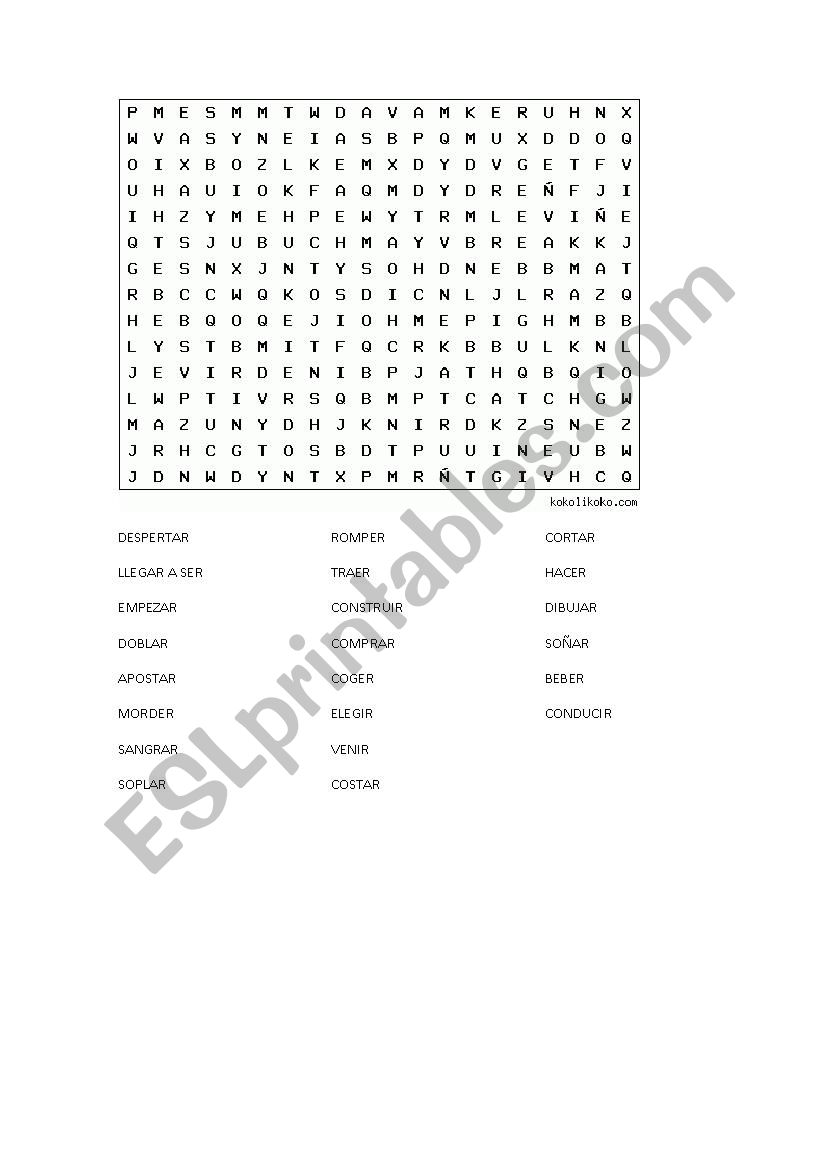 Crossword worksheet