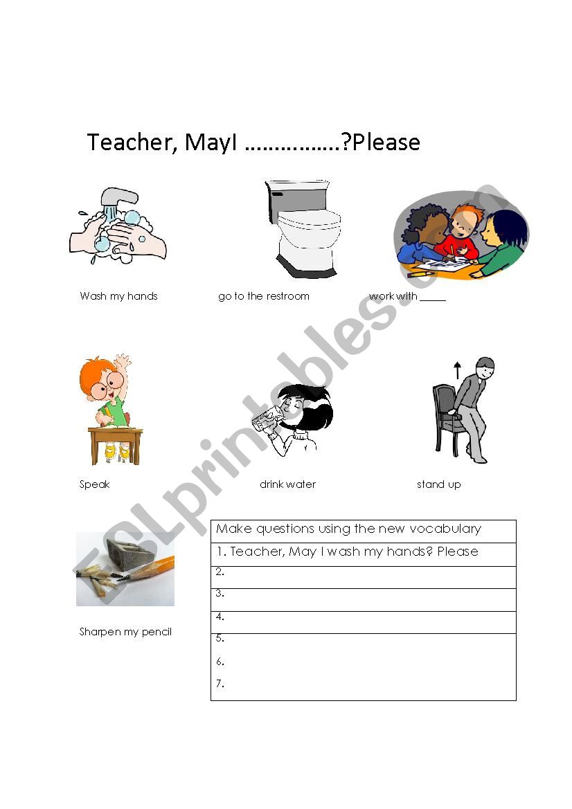 Classroom language worksheet