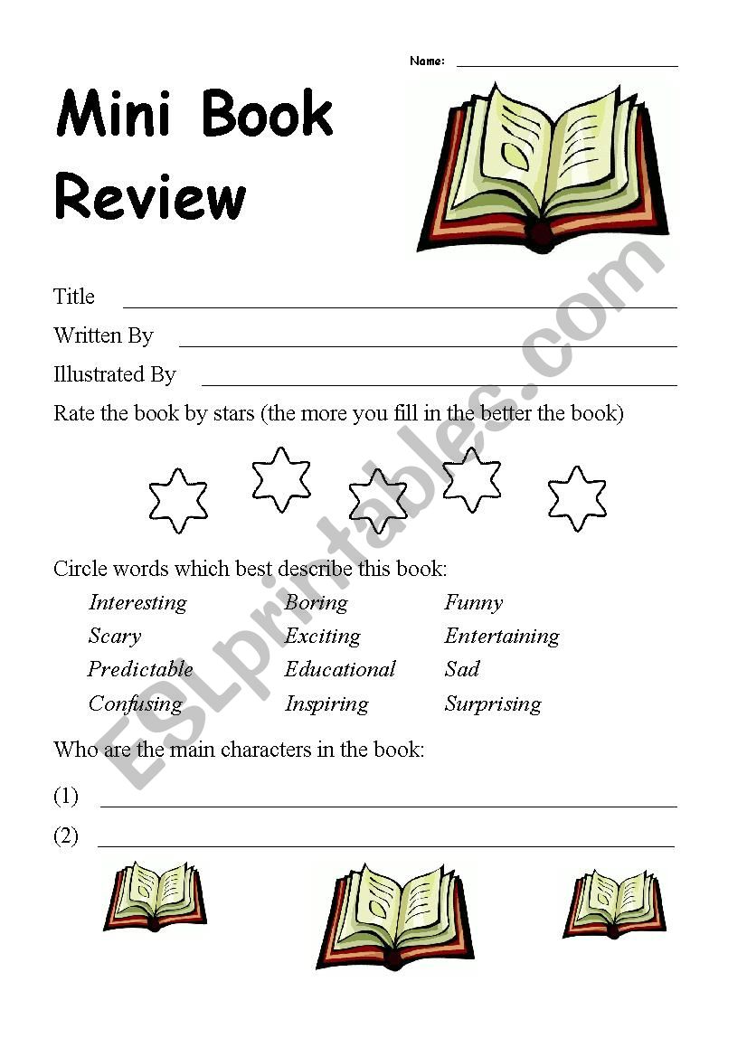 Mini Book Review worksheet