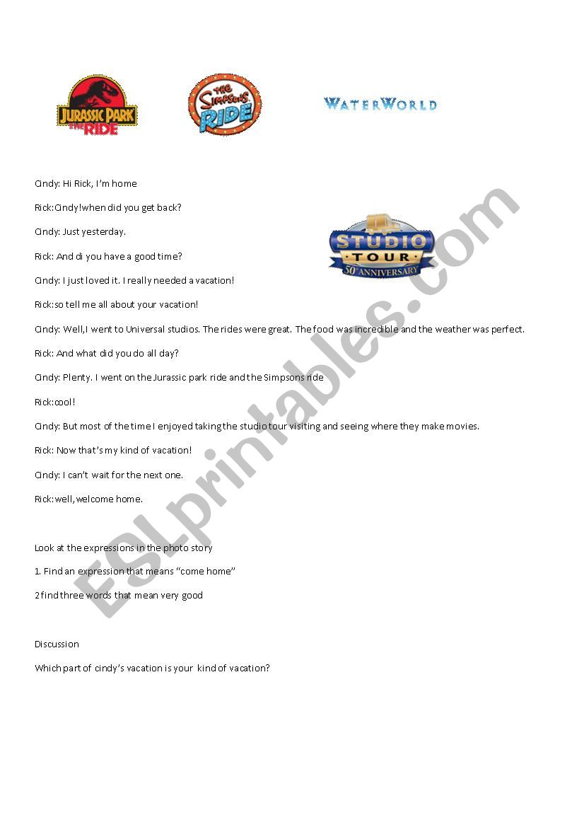 Universal studios-simple past worksheet