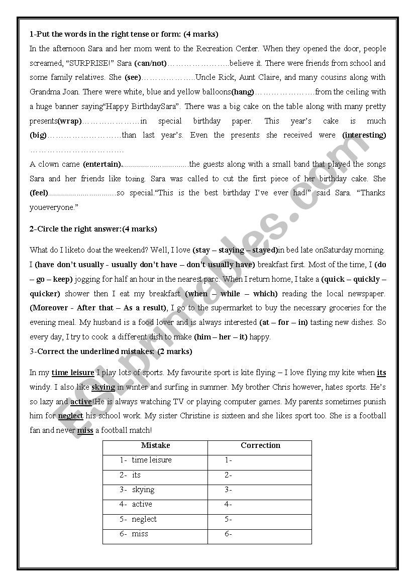Grammar activities 8th form worksheet