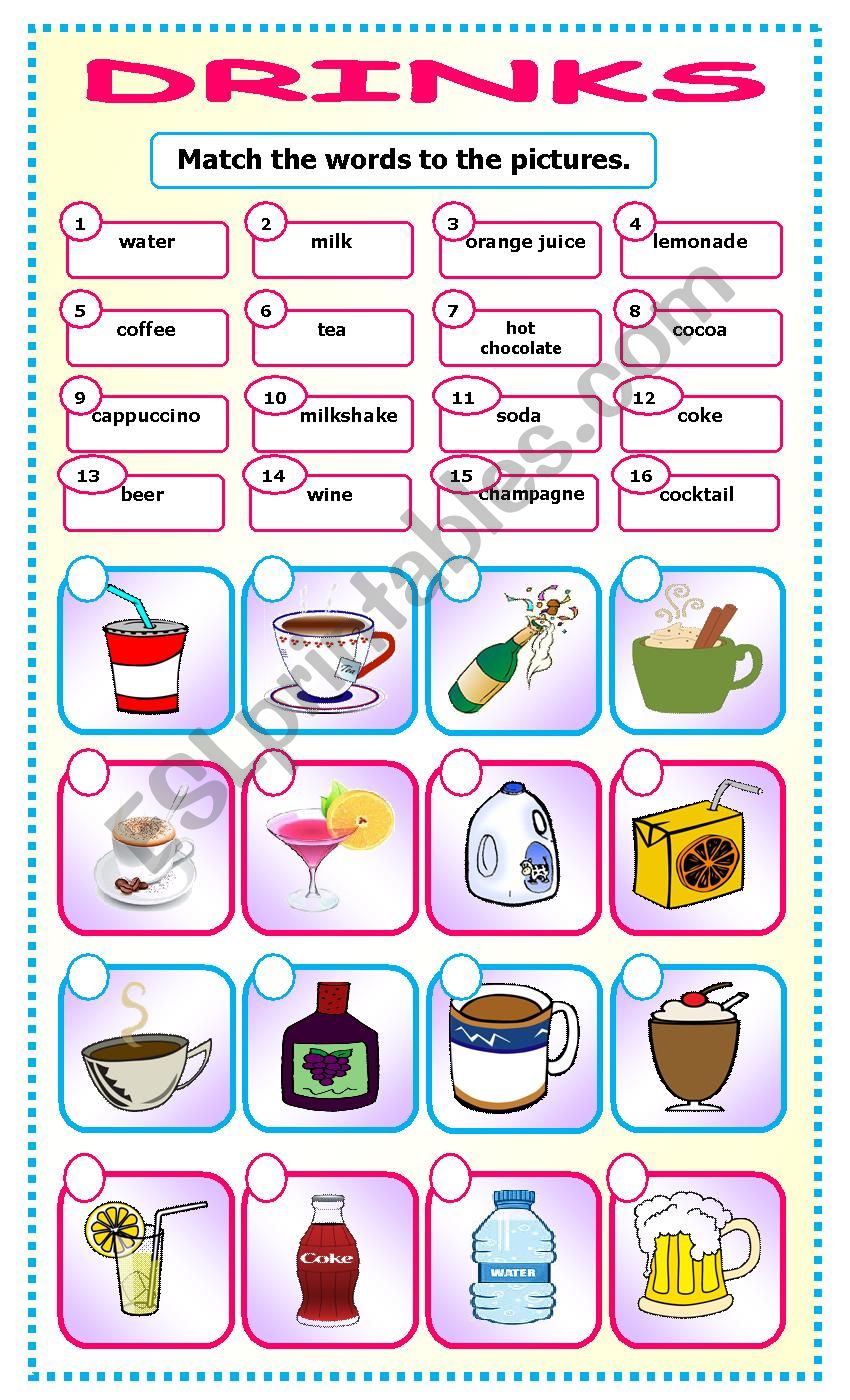 Drinks:matching_8 worksheet