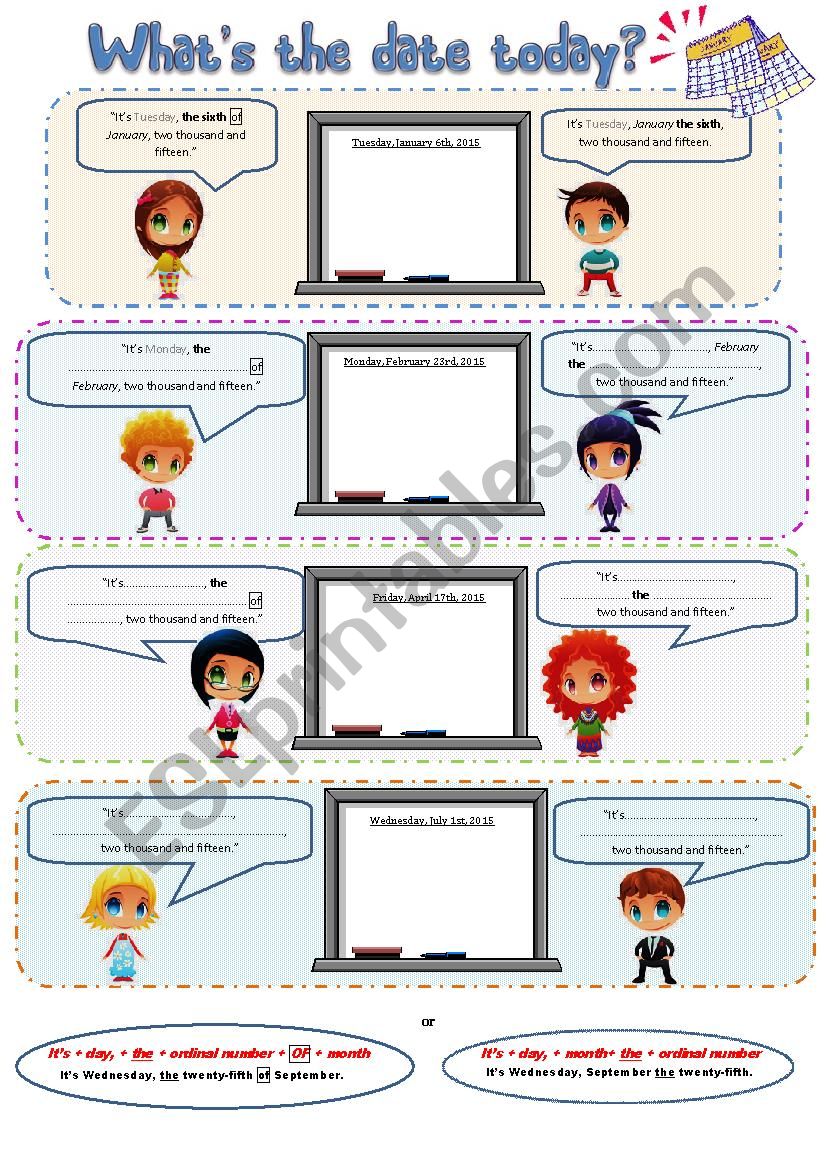 WhatÂ´s the date today?  worksheet