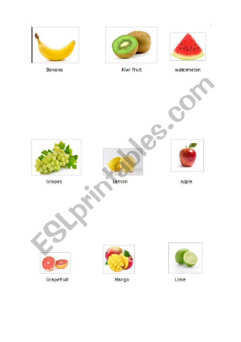 Go Fish Fruit worksheet